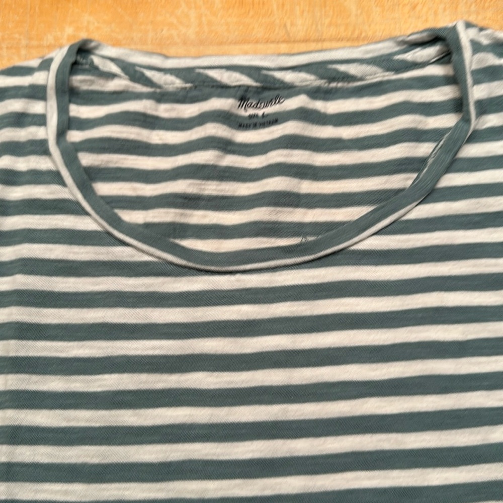 Madewell aqua/white short sleeve T, L